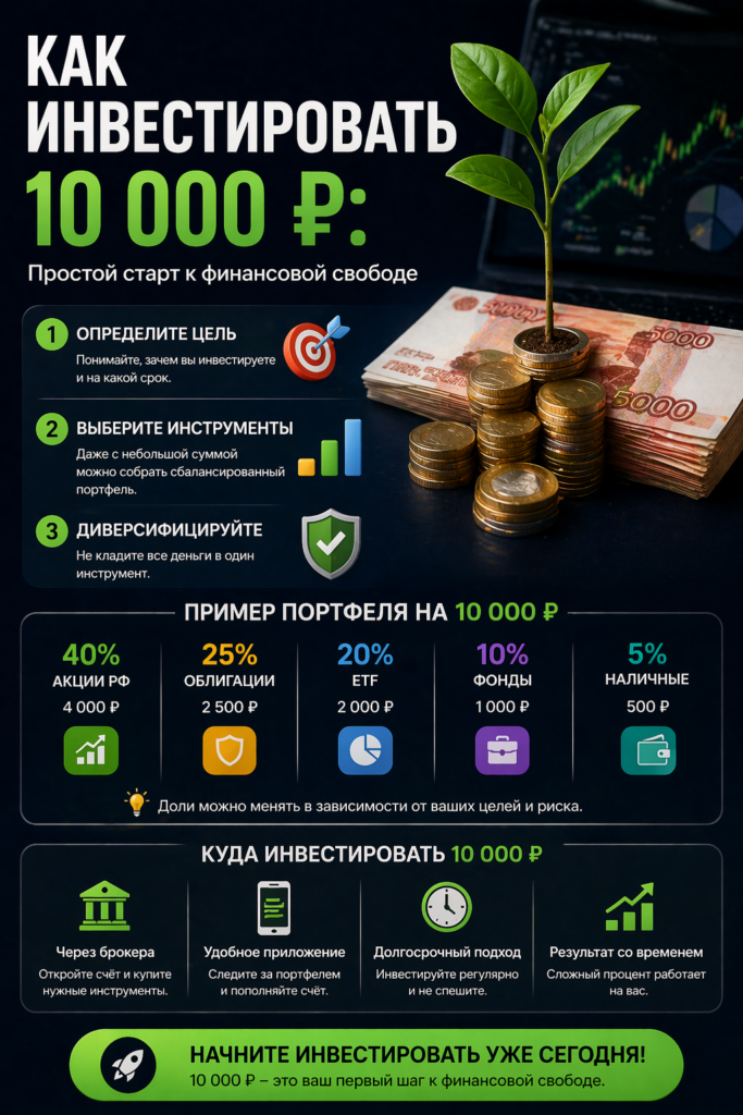 как инвестировать 10 000 рублей